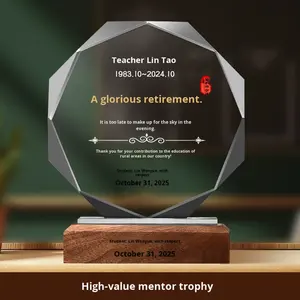 Trofeo de jubilación honorable Regalo de estudiante de cristal personalizado Resignación Entrenamiento Recuerdo Maestros Premio de maestro sobresaliente - Product Image 2
