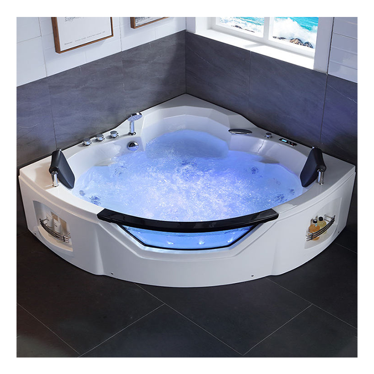 Materiale in pietra vasca idromassaggio bagno naturale per anziani con funzione Jacuzi 74 getti massaggio vasca ad angolo moderna bianca