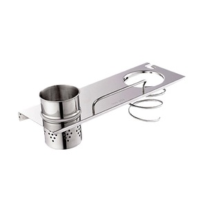 Support mural pour sèche-cheveux en acier inoxydable Saint Ruijia, étagère de salle de bain avec porte-gobelet et crochet, acier 304 - Product Image 3