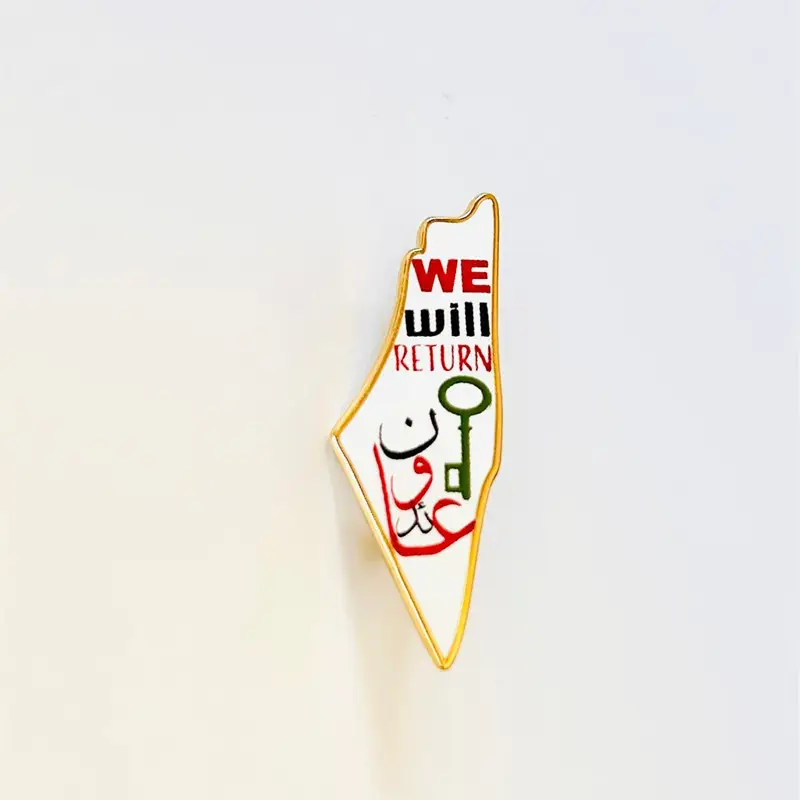 À la mode Palestine carte Badge femmes émail bijoux 18k or acier inoxydable pays carte broche