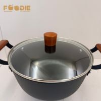 Marmite en fonte légère pré-culottée antiadhésive avec couvercle en verre et peinture thermorésistante pour la cuisson en gros