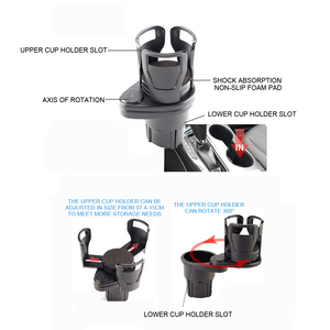 C0263 2-in-1 auto-onderdelen antislip bekerhouder draaibare waterbekerhouder multifunctionele dubbele houder auto accessoire - Product Image 5