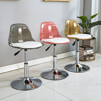 Tabouret de bar moderne et simple BZYC01 en plastique PET transparent, pivotant, réglable en hauteur, pour cuisine, salle à manger, restaurant, café, hôtel, utilisation en métal