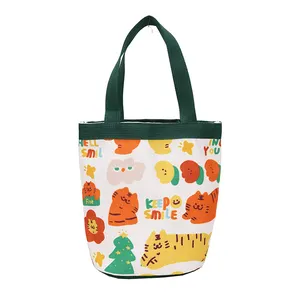 Eco Friendly Colorful Reusable Tote Shopping Bag High Quality Cloth Tote Bags Cute Painting Fashion Hand Bags For Woman Trendy