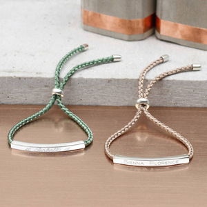 Moda gioielli <span class=keywords><strong>in</strong></span> <span class=keywords><strong>argento</strong></span> bar inciso <span class=keywords><strong>nome</strong></span> personalizzato braccialetto di corda <span class=keywords><strong>con</strong></span> perline braccialetto registrabile per le donne - Product Image 2