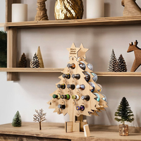 Neuer Maßgefertigter 12-Flaschen Holz-Weihnachtsbaum Klassischer Wein- & Bier-Adventskalender 24 Tage Lasergeschnittene Weihnachtsfiguren & Spielzeug