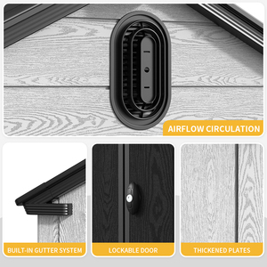 โรงเก็บของขนาดใหญ่ <span class=keywords><strong>8x12</strong></span> ฟุต ประตูคู่ สำหรับจัดเก็บจักรยาน มอเตอร์ไซค์ เครื่องตัดหญ้า เครื่องมือต่างๆ โรงเก็บสำเร็จรูปสำหรับสนามหลังบ้าน - Product Image 2