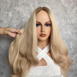 HD Lace Front Mono Top Perruque Longue Ligne Droite Vague Profonde <span class=keywords><strong>Beige</strong></span> Clair <span class=keywords><strong>Blond</strong></span> Platine Blonde Racines Foncées Utilisation de Cheveux Produit Capillaire - Product Image 3