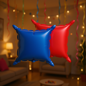 Globos Cuadrados Bicolor Rojo y Azul de 60 cm para Fiestas, Paquete de 12 Unidades - Product Image 2