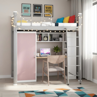 Lit superposé en métal avec bureau intégré, lit mezzanine en acier taille simple, lit surélevé avec armoire, lit superposé simple pour enfants et adultes