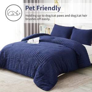 Ensemble de <span class=keywords><strong>couette</strong></span> en tissu seersucker, taille Queen (90x90 pouces), 3 pièces - <span class=keywords><strong>Couette</strong></span> légère en tissu 100% doux lavé avec 2 taies d'oreiller - Product Image 3