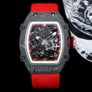 Montre automatique squelette de luxe haut de gamme personnalisée pour homme, boîtier noir et orange, légère, pour les soirées sur yacht, montre-bracelet sport composite - Product Image 2