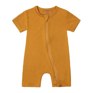 Vêtements pour bébés body en fibre de bambou pour bébés de 0 à 2 ans été unisexe nouveau style vêtements pour bébés de couleur unie avec revêtement des fesses - Product Image 5