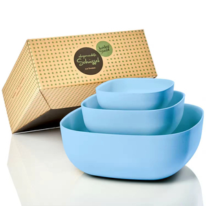 Silicone bát biểu tượng tùy chỉnh hình dạng vuông Silicone Bát salad với nắp - Product Image 3