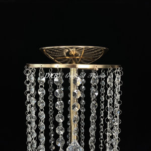 DKB โต๊ะดอกไม้โลหะคริสตัลสีทองงานปาร์ตี้ - Product Image 3