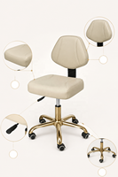 Tabouret de beauté roulant réglable avec dossier en cuir PU, chaise de technicien de salon pour spa, manucure, coiffure et salon de beauté