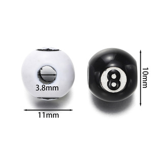 Acrylic Round Beads 12mm Black 8-<b>Ball</b> Design For <b>Bracelet</b> Making DIY Jewelry Accessories - Product Image 2
