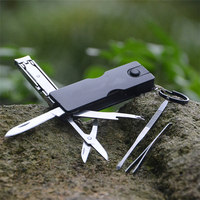 WELLFLYER MFK-114 nouveau porte-clés coupe-ongles Multitool 8 en 1 EDC avec lumière LED couteau de poche ciseaux pince à épiler cadeau mousqueton