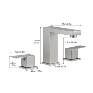 Robinet de lavabo carré à deux poignées de 8 pouces, robinet en céramique monté sur le pont en acier inoxydable 304 pour chambre à coucher salle de bain - Product Image 6