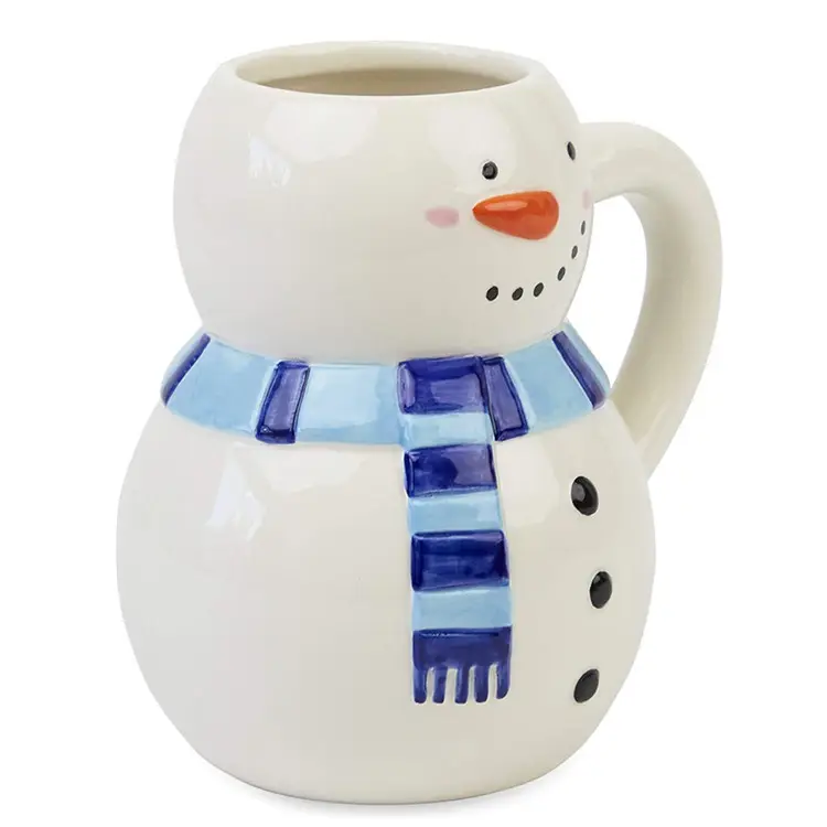 Tasse à café ou à thé en céramique colorée, pour bonhomme de neige, Design de vacances, Large gobelet de 15 fluide, tendance, objet artisanal