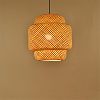 Lustre cylindrique suspendu en bambou Art, moderne, en gros, en rotin naturel, luminaire suspendu pour restaurant, cuisine
