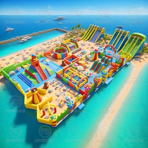 Khổng lồ công viên chủ đề vui vẻ thành phố sân chơi trượt bơm hơi trở ngại lâu đài trả lại Combo Inflatable Trampoline công viên nhảy Bouncer - Product Image 3