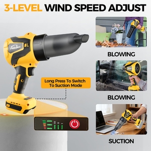 Souffleur-aspirateur sans fil 2-en-1 20V, sans balais, 50000 tr/min, 3 vitesses, 156 MPH, <span class=keywords><strong>508</strong></span> CFM, souffleur <span class=keywords><strong>d</strong></span>'<span class=keywords><strong>air</strong></span> portatif pour feuilles - Product Image 4