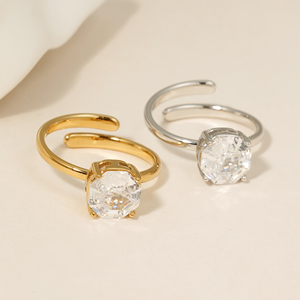 Anillo Abierto CLIORO de Lujo con Circonita Cúbica de Corte Octogonal, Hipoalergénico, Ajustable, para Mujer, Regalo, Joyería - Product Image 4