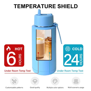 Botellas de Agua Deportivas de Acero Inoxidable con Logotipo Personalizado, 34 oz, Aisladas al Vacío, con Interior de Cerámica, Botella de Agua de Viaje con Pajita - Product Image 3