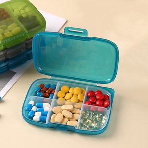 Boîte à pilules miniature personnalisée en plastique, 6 compartiments, étui à pilules pour médicaments, petite boîte à pilules de voyage avec cordon - Product Image 3