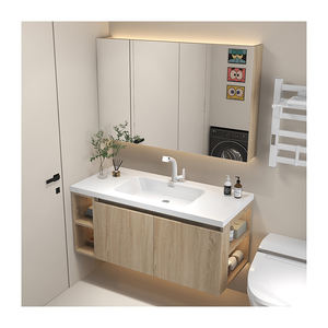 Table de toilette murale en bois massif de style européen, couleur café, avec miroir et lavabo <span class=keywords><strong>pour</strong></span> villa, hôtel - Product Image 2