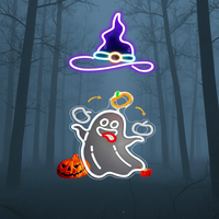 Enseigne Néon LED Personnalisée Halloween Citrouille Fantôme Imprimée UV IP65 Étanche DC12V Dimmable Acrylique pour Publicité Extérieure
