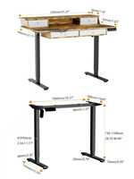 Escritorio de Computadora Modular Ergonómico Moderno PRORIALS con Superficie de Madera, Estación de Trabajo Duradera para Oficina, Escritorio de Altura Ajustable