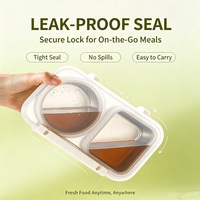 Boîte à lunch bento portable en métal de 400 ml pour enfants, avec compartiments, pour l'école, le bureau, en déplacement, en acier inoxydable, 2 compartiments, avec couvercles