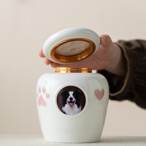 Luxuriöse Hochwertige Keramik-Urne für Haustiere, Gedenkbehälter aus Kunstharz, Hochwertiger Aufbewahrungstank für Katzen- und Hundeasche, Katzensarg & Urne - Product Image 3