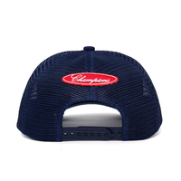 Sombrero de camionero transpirable con logotipo personalizado para hombre, malla azul Vintage para exteriores, pesca de Color sólido, alta calidad, 5 paneles, sin estructura