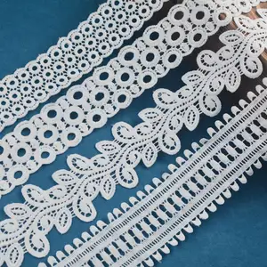 Water Soluble White Polyester Lace for Milk Silk Accessories and Skirt Curtain Hem Trim