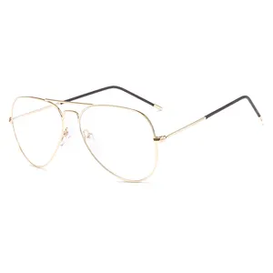 Золотые очки женские большие очки-авиаторы оправы женские прозрачные линзы модные очки для рецептурных очков очки