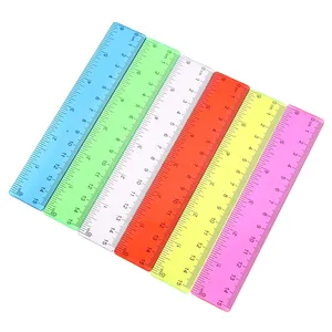 Student measuring tool 15cm color transparent double scale plastic ruler