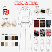 Ensemble survêtement streetwear homme personnalisé, comprenant un sweat à capuche zippé épais et un pantalon de survêtement oversize à jambes larges