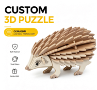 Puzzle 3D Hérisson Simulé, Article Promotionnel, Modèle Artisanat Lisse en ABS Moulé par Injection avec Impression UV, Cadeau Personnel