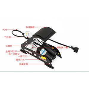 Bomba de aire de doble tubo con bomba de pie, 29,3x12,5 cm, portátil de aluminio para motocicleta y bicicleta eléctrica - Product Image 3