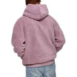 Sweat à capuche Teddy Sherpa pour homme, personnalisable, avec broderie de lettres OEM, fermeture éclair 1/4, en tissu pelucheux, écologique et épais - Product Image 2