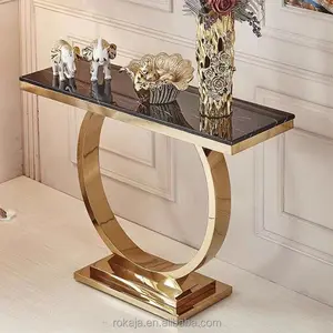 简约玻璃控制台桌子金色豪华小走廊入口桌子客厅家具