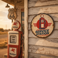 Plaque Métallique Vintage Personnalisée GARAGE SERVICE STATION FARM DINER Décoration Murale Rétro 15cm Effet Vieilli Rustique pour Bar ou Cave à Hommes OEM