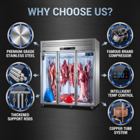 Vitrine Réfrigérée Professionnelle à 3 Portes pour Viande, à Refroidissement Direct, pour Boucherie Commerciale – Armoire de Présentation pour la Fraîcheur