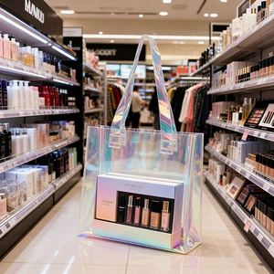 Sac fourre-tout holographique transparent en PVC/TPU personnalisé avec logo pour emballage de vêtements et sac de shopping – Vente en gros - Product Image 3