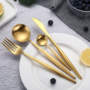 Juego de Cubiertos de Acero Inoxidable Dorado para Restaurante, 4 Piezas, Estilo Alemán, Cucharas, Tenedores, Cuchillos, Cubiertos Azules y Dorados de Portugal - Product Image 4