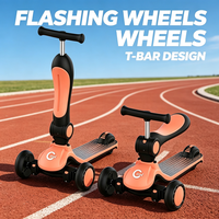 Trottinette 3 roues pour tout-petits, cadre en aluminium, roulements ABEC-7, pliable, poignée en T avec LED clignotantes, siège enfant inclus, marque privée