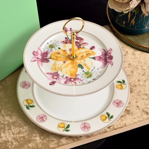 New <b>White</b> 2-Tier Porcelain European Style <b>Cake</b> Plate <b>Stand</b> Dishwasher Safe Party Use <b>Cake</b> Platter Tool - Product Image 1